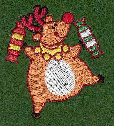 Embroidery Design: Reindeer with Christmas crackers2.66w X 3.01h