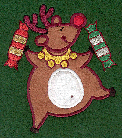 Embroidery Design: Reindeer with Christmas crackers appliques4.92w X 5.56h