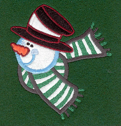Embroidery Design: Snowman head with scarf applique3.32w X 3.81h