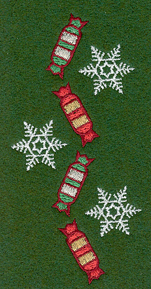 Embroidery Design: Snowflakes and crackers A2.26w X 4.89h