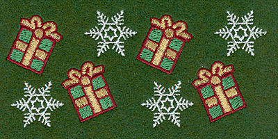 Embroidery Design: Snowflakes and gift parcels5.00w X 2.25h