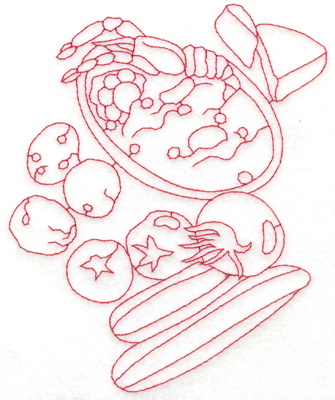 Embroidery Design: Lobster cheese and veggies large 5.00w X 5.98h
