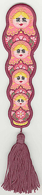 Embroidery Design: Matryoshka Dolls Bookmark front/back 6.99"w X 2.15"h