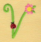 Embroidery Design: Ladybug Letters V  1.54w X 1.63h