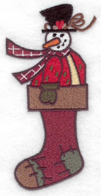 Embroidery Design: Snowman in stocking large 2.48w X 4.98h