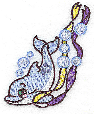 Embroidery Design: Dolphin with ribbons 3.01w X 3.78h