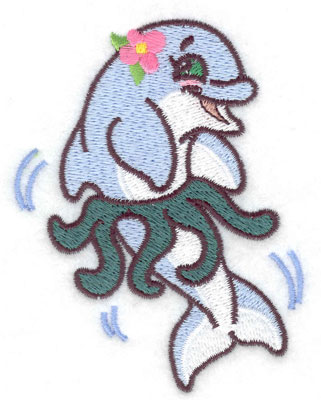 Embroidery Design: Dolphin in hula skirt 2.98w X 3.83h
