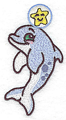Embroidery Design: Dolphin with starfish 2.05w X 3.90h