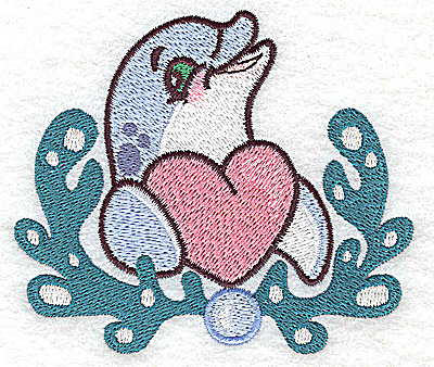 Embroidery Design: Dolphin with heart 3.86w X 3.30h