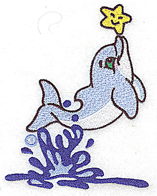 Embroidery Design: Dolphin playing in waves 3.87w X 4.99h