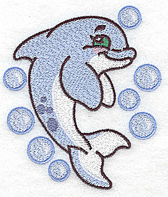 Embroidery Design: Dolphin and bubbles 3.35w X 3.86h