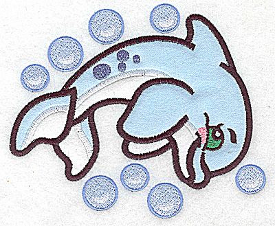 Embroidery Design: Dolphin amid bubbles double applique 5.91w X 4.98h
