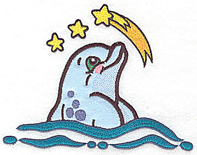 Embroidery Design: Dolphin applique with stars 6.45w X 4.99h
