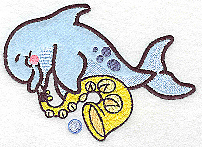 Embroidery Design: Dolphin applique with horn 6.86w X 4.89h