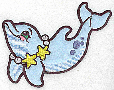 Embroidery Design: Dolphin applique with necklace 6.48w X 4.99h