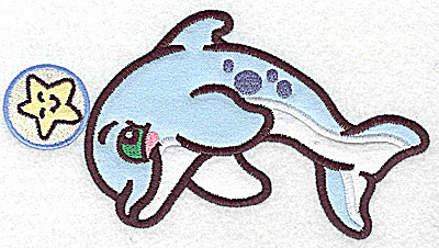 Embroidery Design: Dolphin and starfish triple applique 6.99w X 3.75h