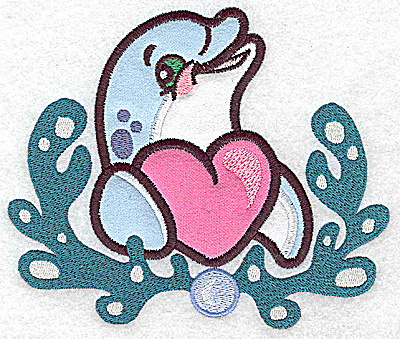 Embroidery Design: Dolphin and heart triple applique 5.91w X 4.95h
