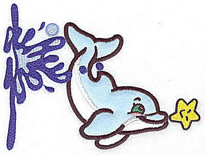 Embroidery Design: Dolphin double applique with starfish 6.67w X 4.98h