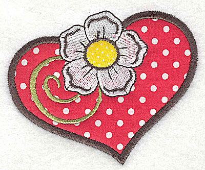 Embroidery Design: Flower in heart double applique 3.81w X 3.10h