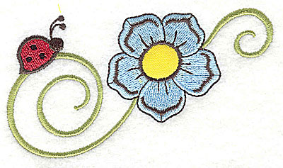 Embroidery Design: Ladybug and flower applique 4.53w X 2.40h