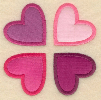 Embroidery Design: Four heart applique4.01w X 4.01h