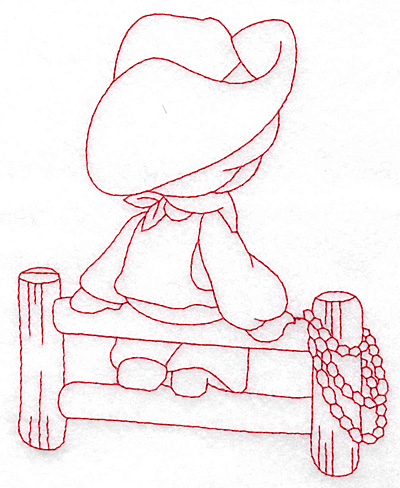 Embroidery Design: Cowboy sitting on fence large 4.57w X 5.76h