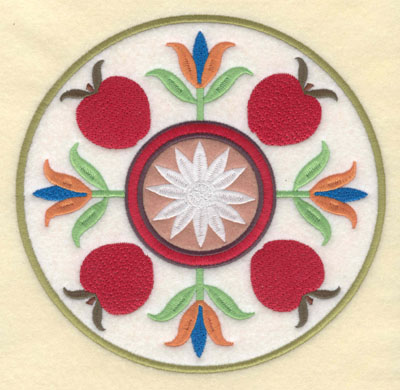 Embroidery Design: Apple Floral Motif Lge. Double Applique7.16w X 7.02h