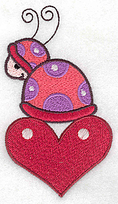 Embroidery Design: Ladybug on heart large 2.65w X 4.74h