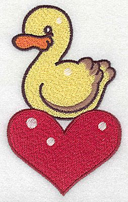 Embroidery Design: Duck on heart large 2.86w X 4.75h