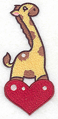 Embroidery Design: Giraffe on heart large 2.26w X 4.96h