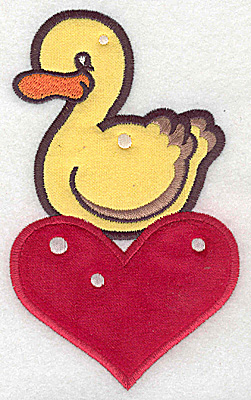 Embroidery Design: Duck on heart appliques 3.62w X 6.02h