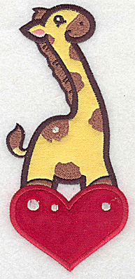 Embroidery Design: Giraffe on heart appliques 2.86w X 6.34h