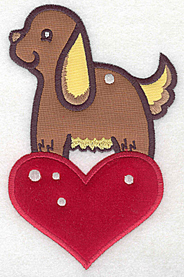 Embroidery Design: Dog on heart appliques 3.84w X 6.01h
