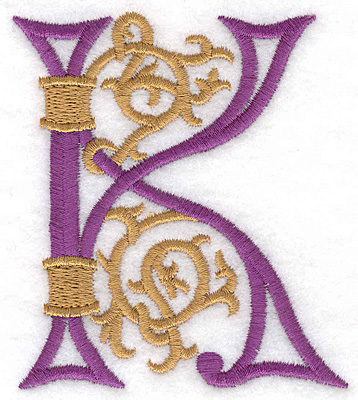 Embroidery Design: Festive Alphabet K large 3.07"w X 3.50"h