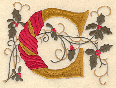 Embroidery Design: Holly Alphabet C 3 inch