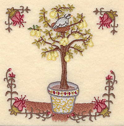 Embroidery Design: A Partridge in a pear tree4.75w X 5.00h
