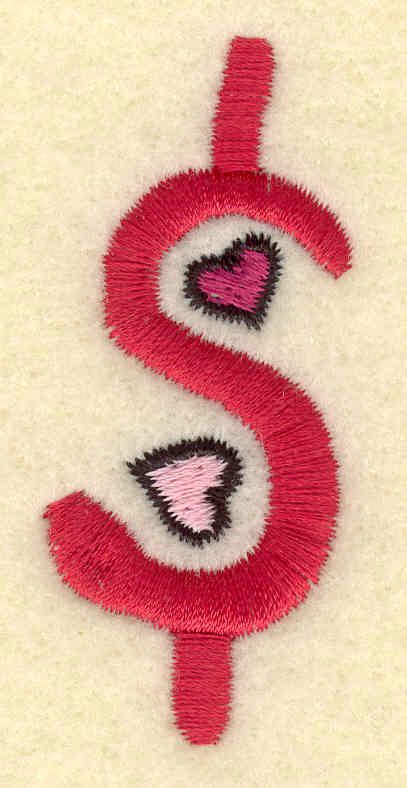Embroidery Design: Dollar sign1.00w X 2.37h
