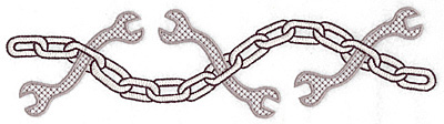 Embroidery Design: Chain and wrenches large 10.01w X 2.62h