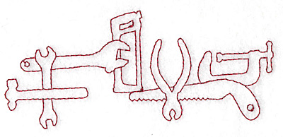 Embroidery Design: Tools vertical small redwork 2.09w X 4.92h