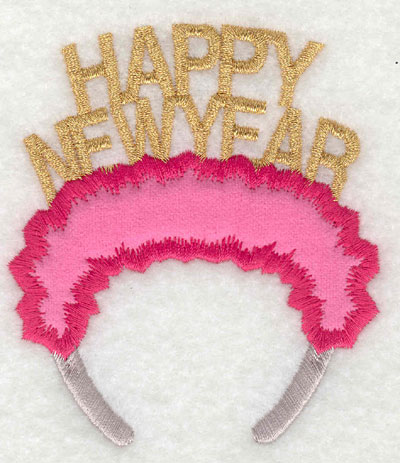 Embroidery Design: Happy New Year Hat Feminine Applique3.26w X 3.72h