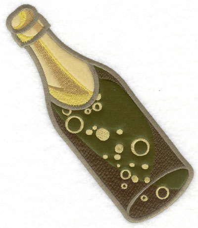 Embroidery Design: Champagne Bottle Applique6.14w X 6.78h