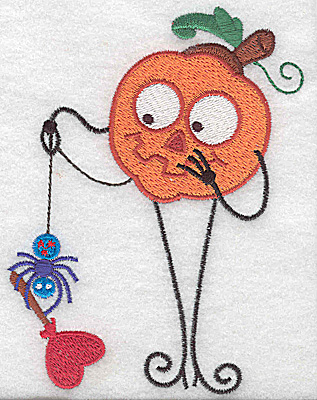 Embroidery Design: Mr. Pumpkinhead with spider large 3.72w X 4.94h