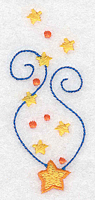 Embroidery Design: Stars and swirls 1.45w X 3.53h