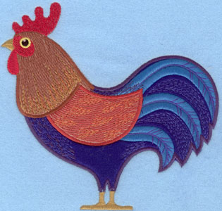 Embroidery Design: Rooster Large Applique6.80w X 6.51