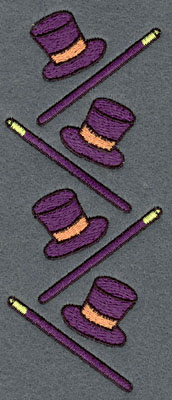 Embroidery Design: Top Hat and Canes Vertical Row2.24w X 5.47h