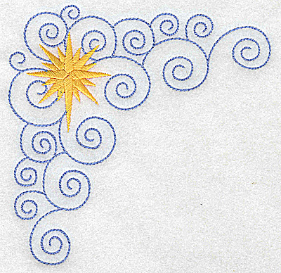 Embroidery Design: Christmas star with swirls corner large 4.93w X 4.93h
