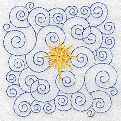 Embroidery Design: Christmas star with swirls rectangle large 4.93w X 4.95h