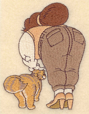 Embroidery Design: Lady petting cat2.93w X 3.90h