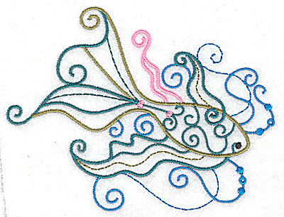 Embroidery Design: Fish B with swirls large 4.94w X 3.77h