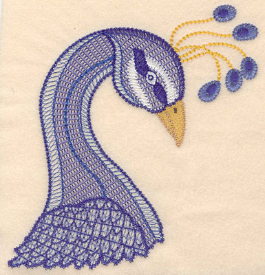 Embroidery Design: Peacock head large  7.49"h x 7.26"w